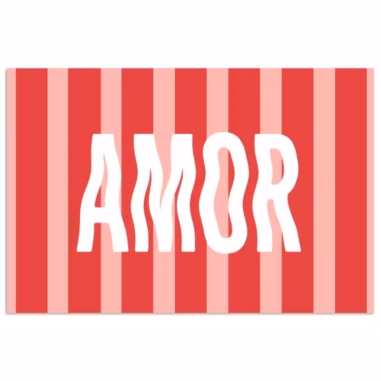 Amor - Strepen - Rood - Roze poster papier klein -3d