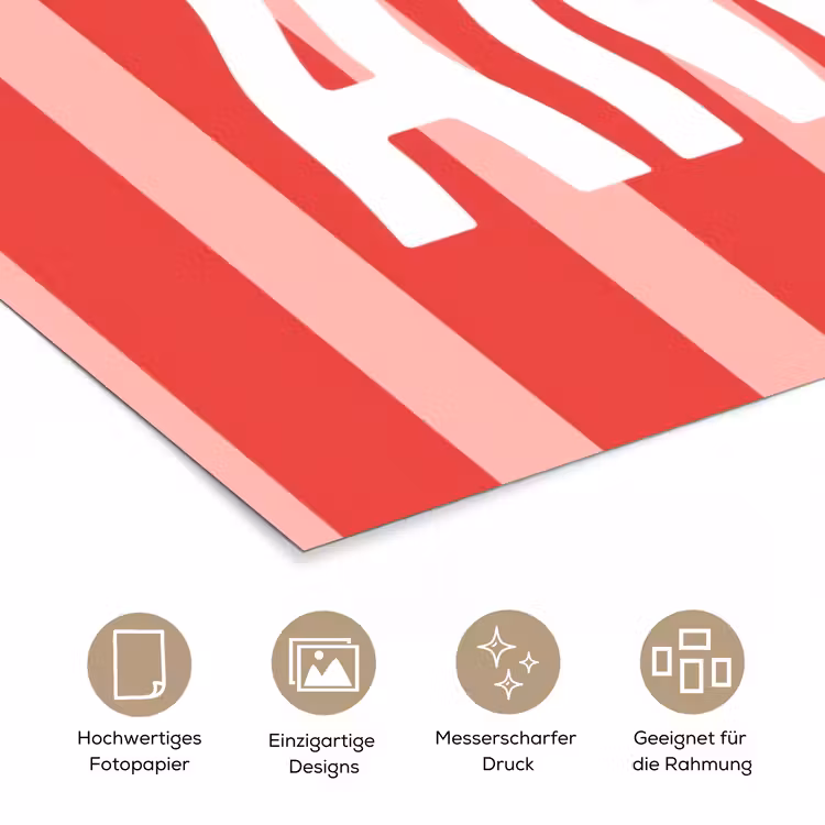 Amor - Strepen - Rood - Roze poster papier klein -tcloseup_DE