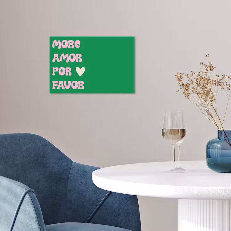Amor - Valentijn - Groen - Tekst poster papier klein -sfeer3