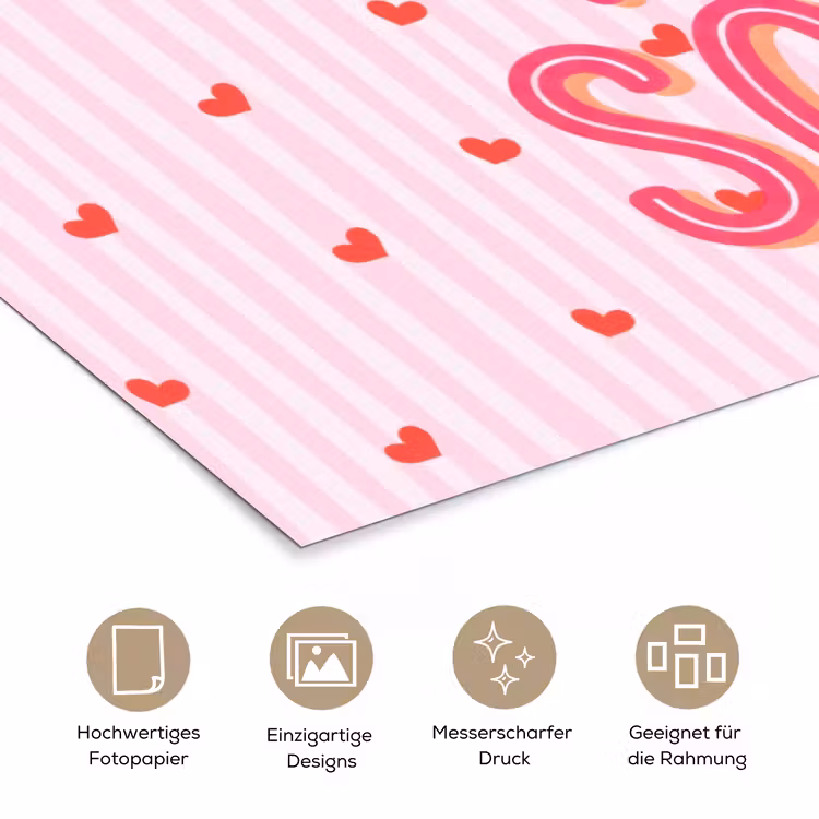 Amore vita sole - Roze - Hartjes poster papier klein -tcloseup_DE
