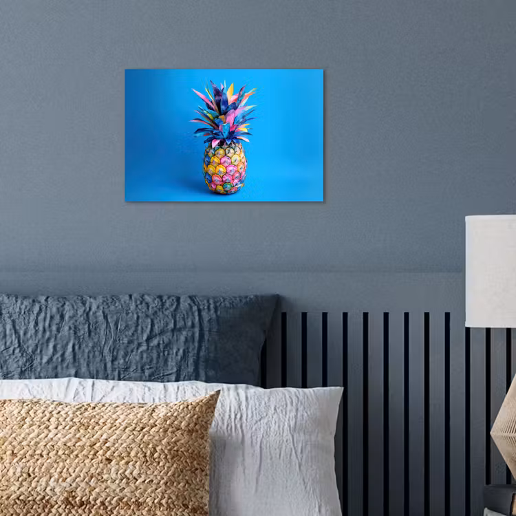 Ananas - Blauw - Tropisch - Vrolijk poster papier klein -sfeer2