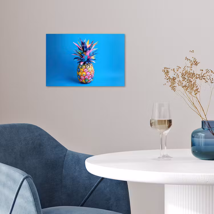 Ananas - Blauw - Tropisch - Vrolijk poster papier klein -sfeer3
