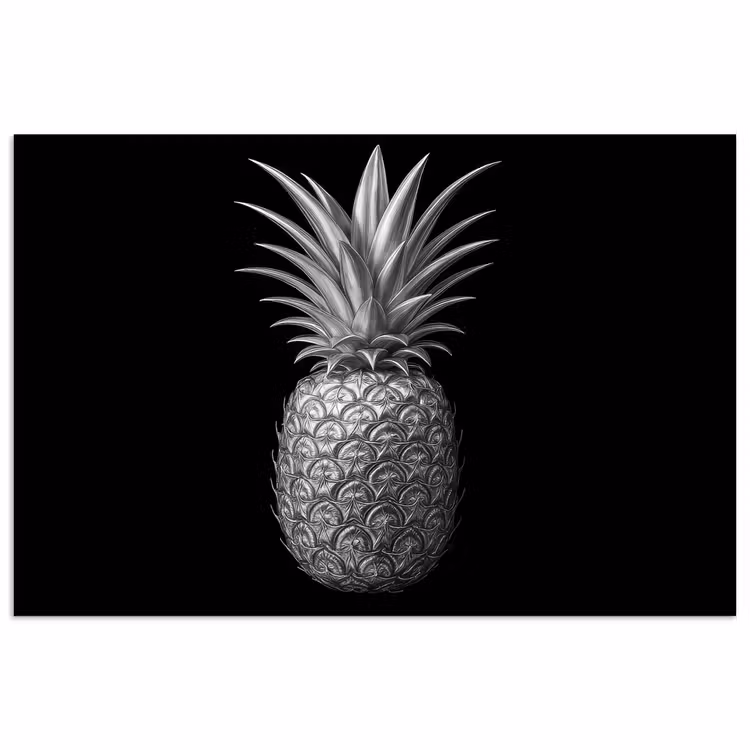 Ananas - Gedetailleerd - Bladeren poster papier klein -3d