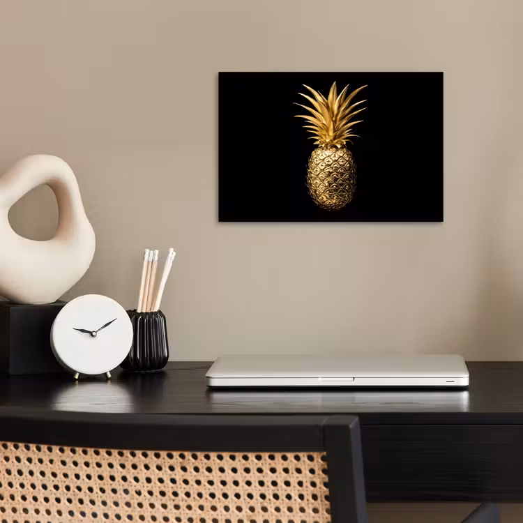 Ananas - Zwart - Goud - Luxe poster papier klein -sfeer1