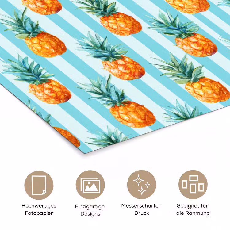 Ananas - Strepen - Groen poster papier klein 62 -tcloseup_DE