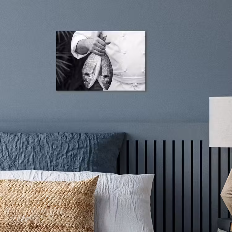 Vissen - Chef - Zwart - Wit poster papier klein -sfeer2