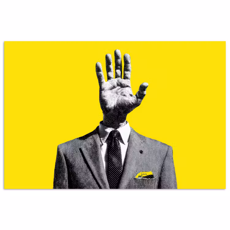 Pak - Hand - Geel poster papier klein -3d