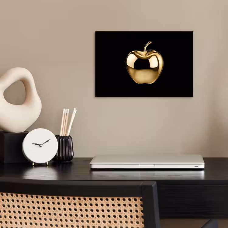 Appel - Goud - Chrome - Zwart poster papier klein -sfeer1
