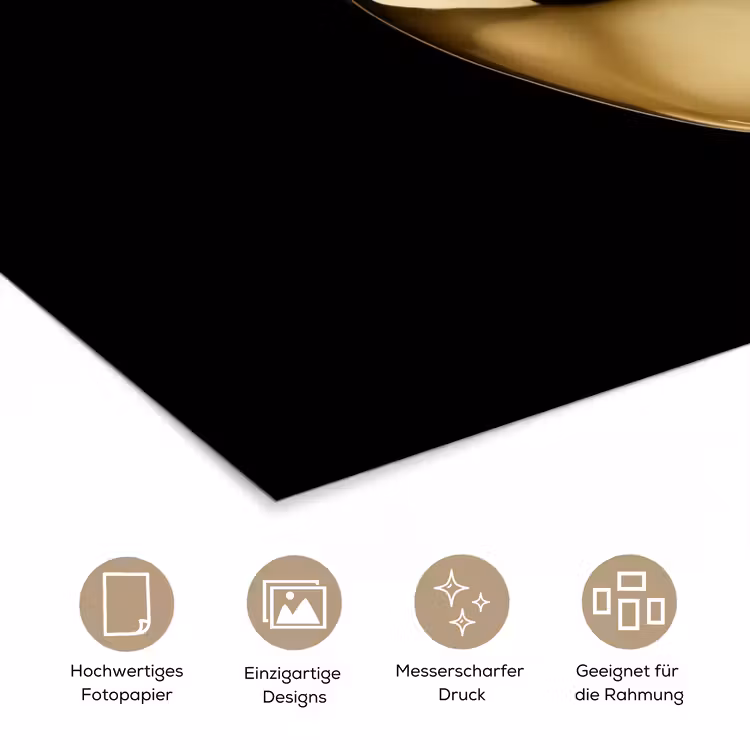 Appel - Goud - Chrome - Zwart poster papier klein -tcloseup_DE