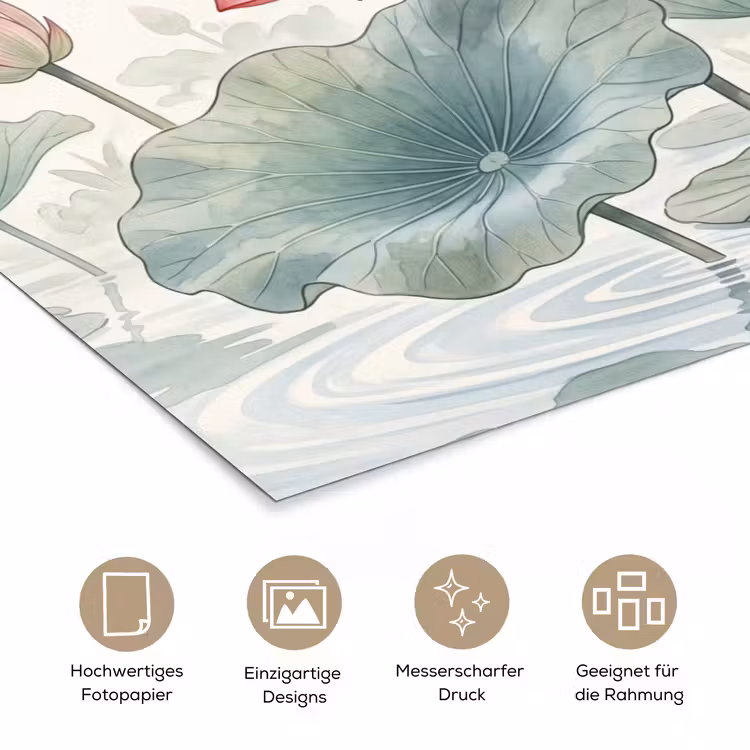 Aquarel - Lotusbloemen - Kleurrijk poster papier klein -tcloseup_DE