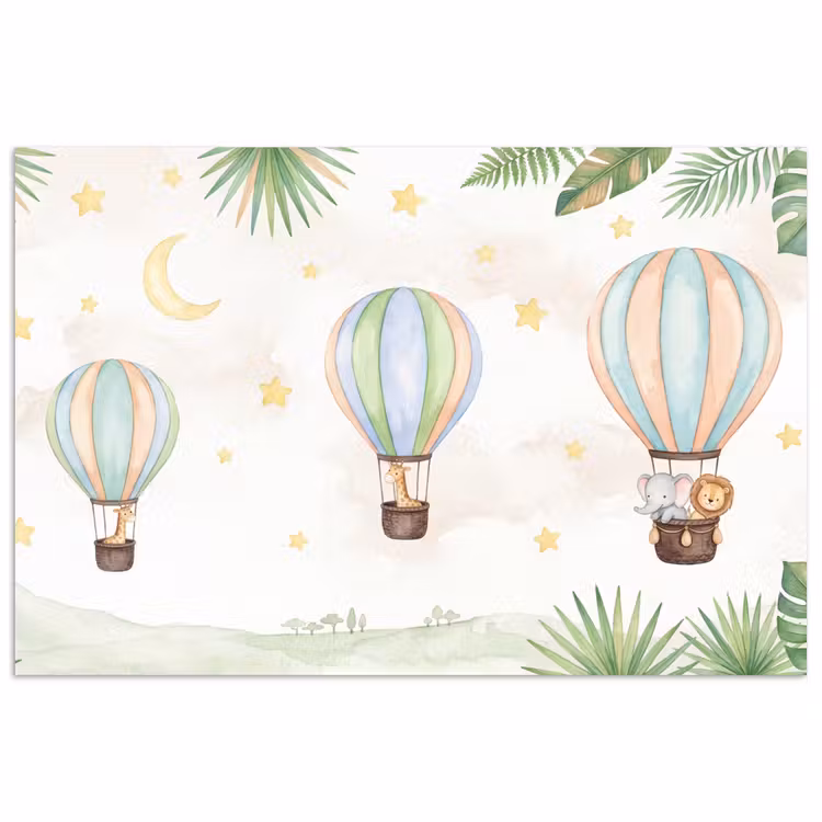 Aquarel - Luchtballonnen - Pastel poster papier klein -3d