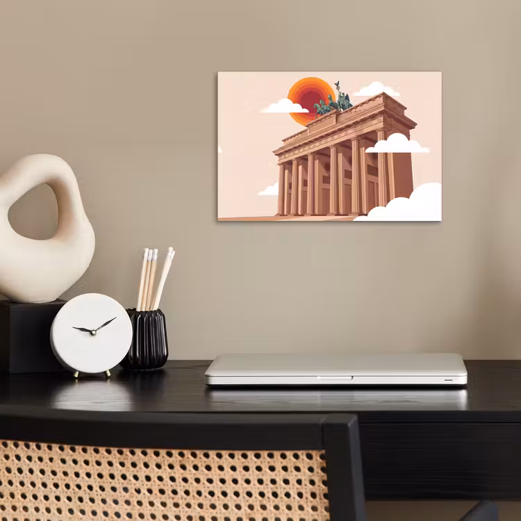 Architectuur - Brandenburg - Berlijn - Zonsondergang - Historisch poster papier klein -sfeer1