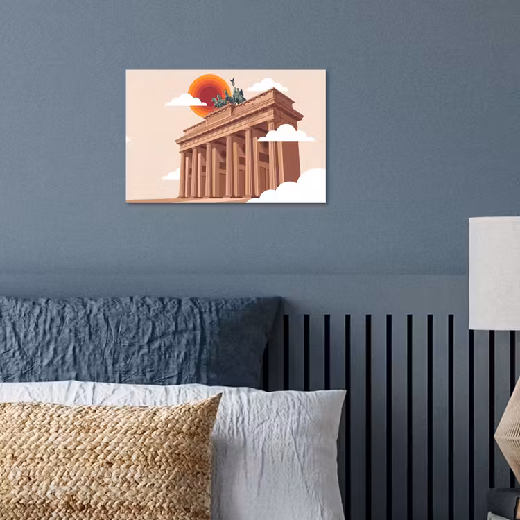 Architectuur - Brandenburg - Berlijn - Zonsondergang - Historisch poster papier klein -sfeer2