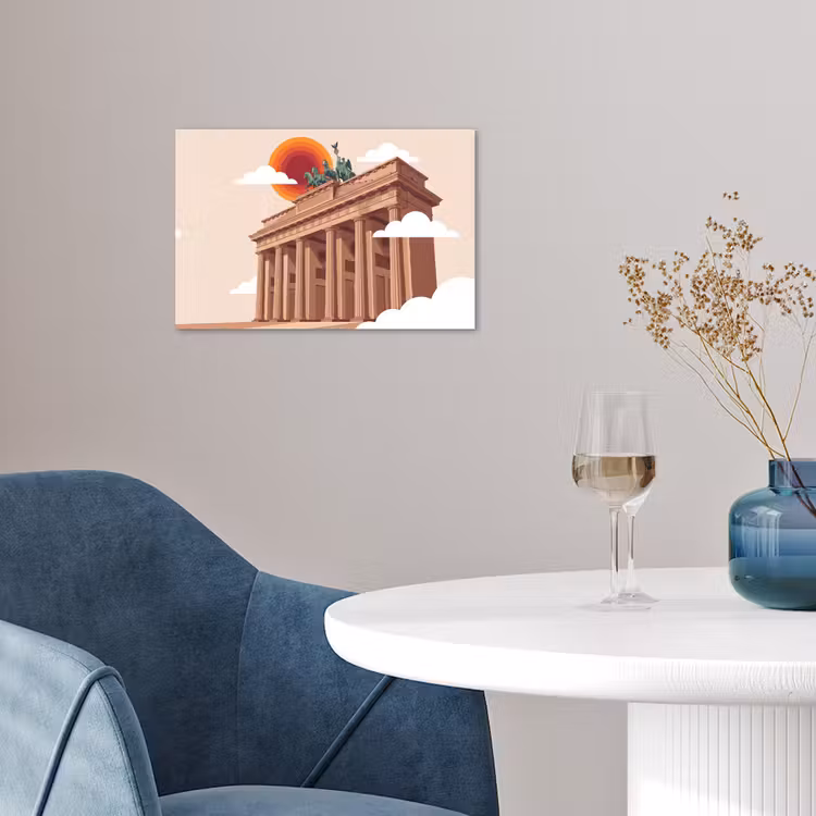 Architectuur - Brandenburg - Berlijn - Zonsondergang - Historisch poster papier klein -sfeer3
