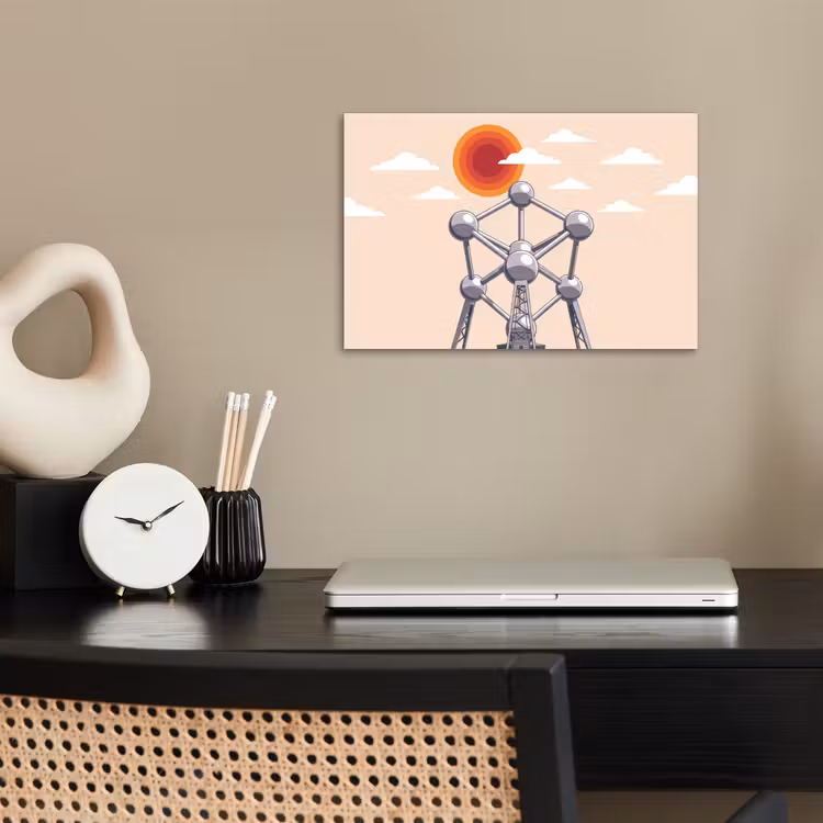 Architectuur - Geometrie - Stad - Modern - Grijs poster papier klein -sfeer1