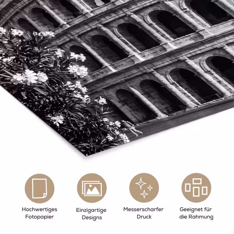 Architectuur - Colosseum - Rome - Historisch - Zwart-wit poster papier klein -tcloseup_DE