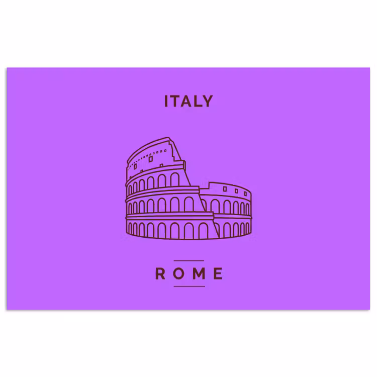 Architectuur - Colosseum - Rome - Minimalistisch - Paars poster papier klein -3d