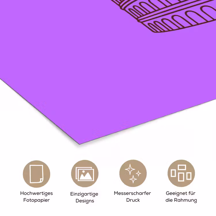 Architectuur - Colosseum - Rome - Minimalistisch - Paars poster papier klein -tcloseup_DE