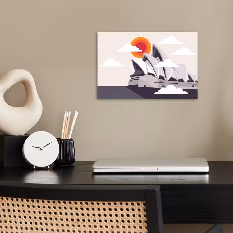 Architectuur - Stadsgezicht - Modern - Grijs - Oranje poster papier klein -sfeer1