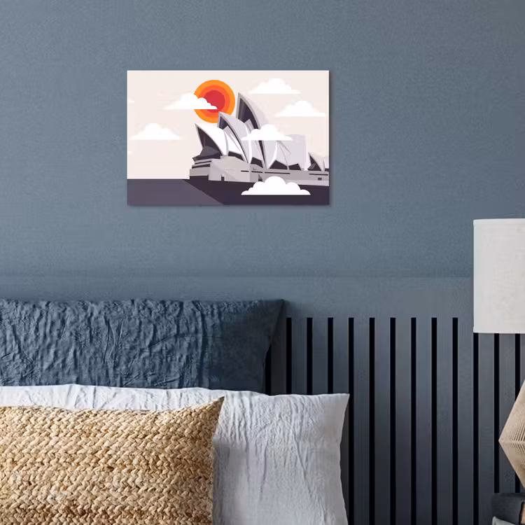 Architectuur - Stadsgezicht - Modern - Grijs - Oranje poster papier klein -sfeer2