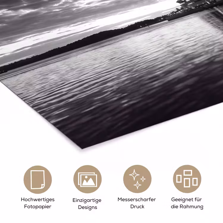 Architectuur - Water - Stad - Modern - Zwart-wit poster papier klein -tcloseup_DE
