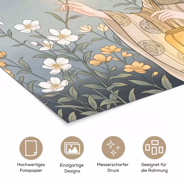 Aziatisch - Vrouw - Kimono poster papier klein -tcloseup_DE