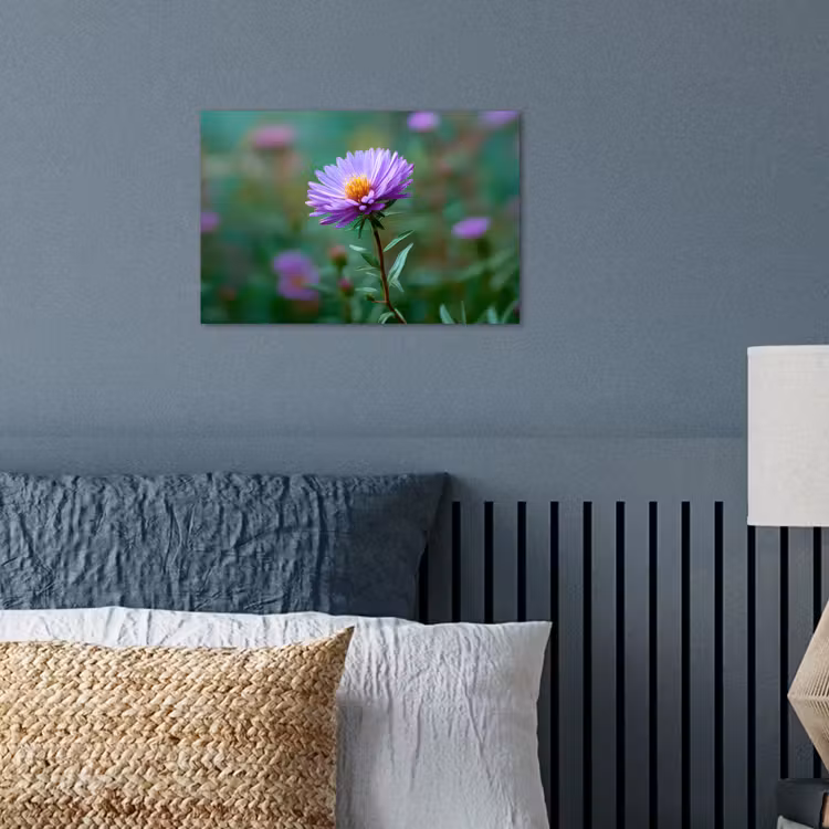 Aster - Paars - Bloem - Blaadjes poster papier klein -sfeer2