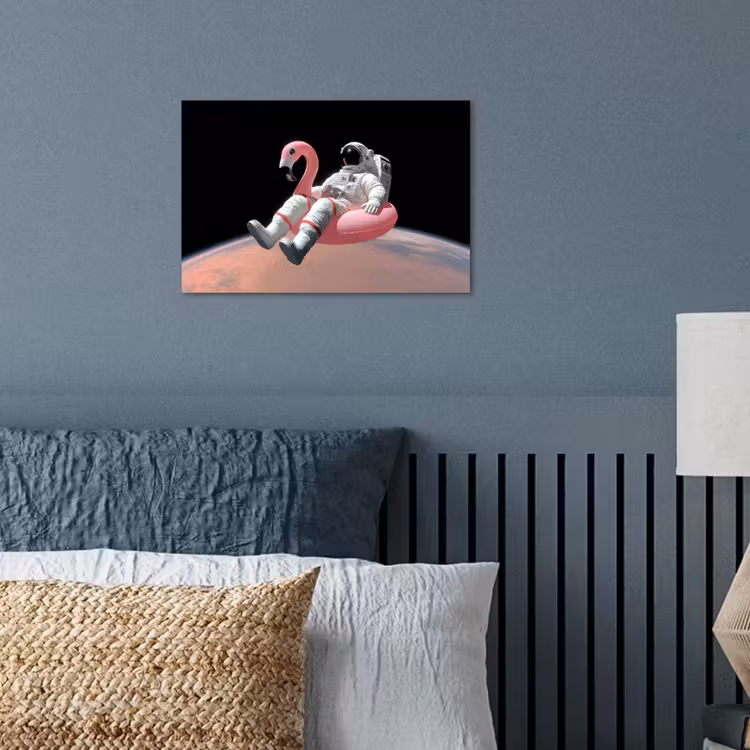 Astronaut - Flamingo - Zwemband - Roze poster papier klein -sfeer2