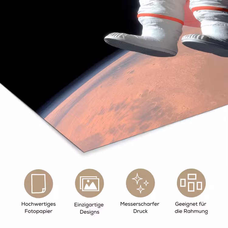 Astronaut - Flamingo - Zwemband - Roze poster papier klein -tcloseup_DE