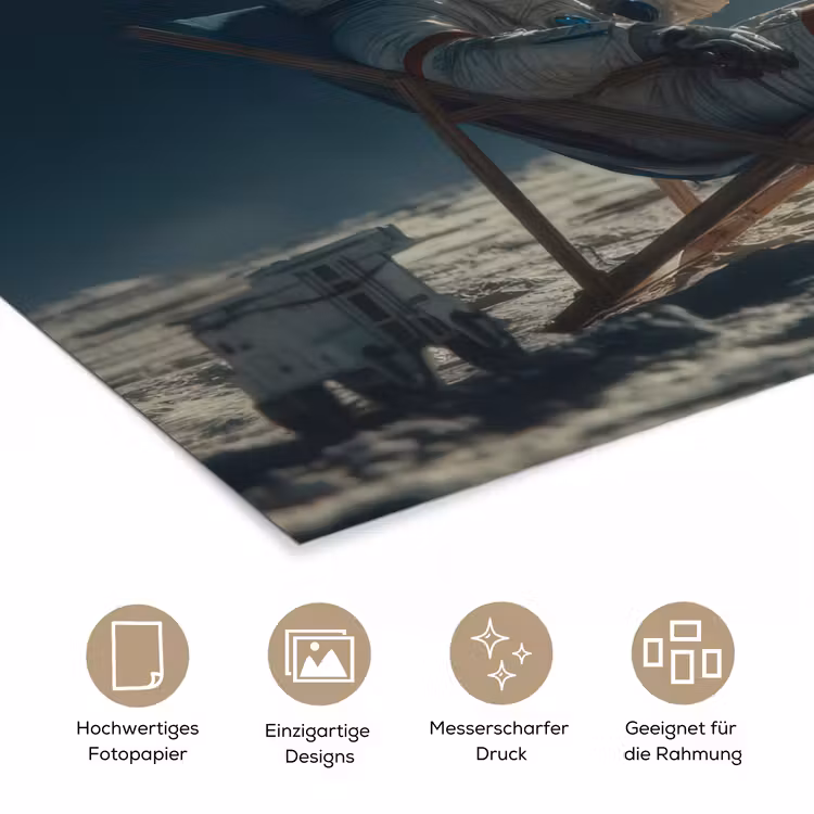 Astronaut - Kat - Glas - Stoel poster papier klein -tcloseup_DE