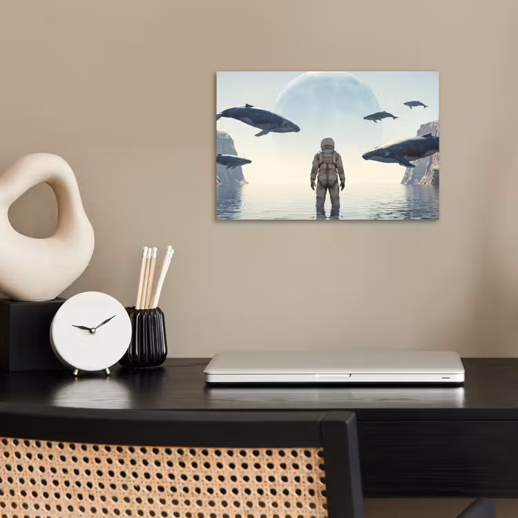 Poster - Astronaut – Wal – Fantasie - Ruimtevaarder - Walvis - Fantasie poster papier klein