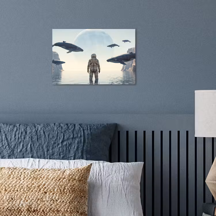 Poster - Astronaut – Wal – Fantasie - Ruimtevaarder - Walvis - Fantasie poster papier klein