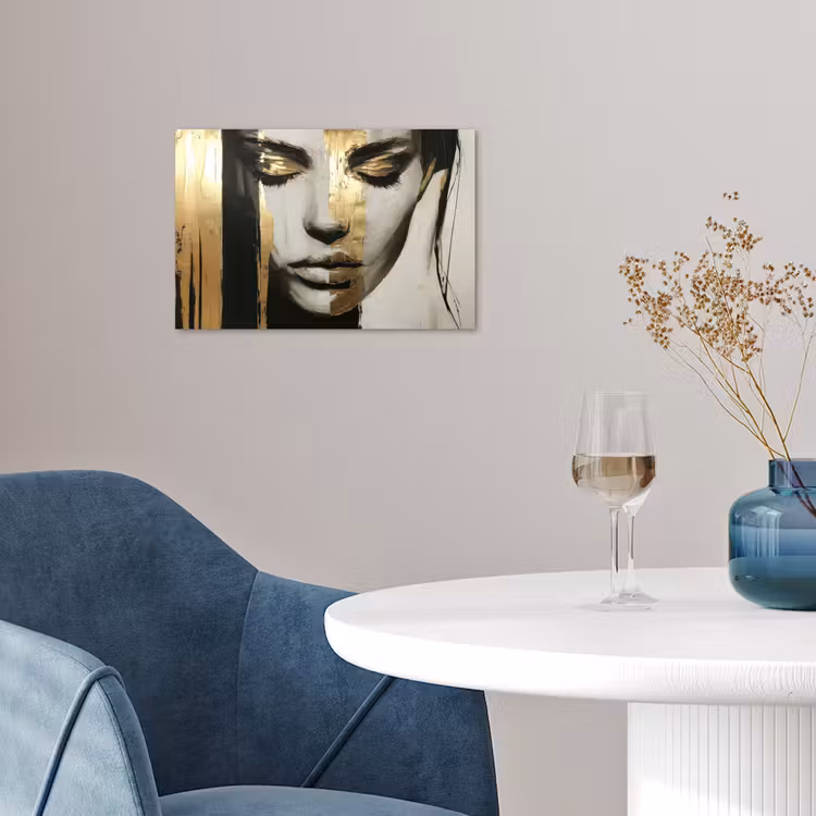 Ogen - Gezicht - Goud - Strepen poster papier klein -sfeer3