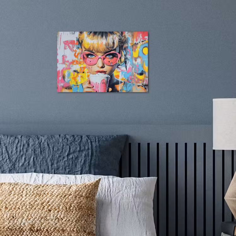Expressief - Milkshake - Vrouw - Felle kleuren poster papier klein -sfeer2