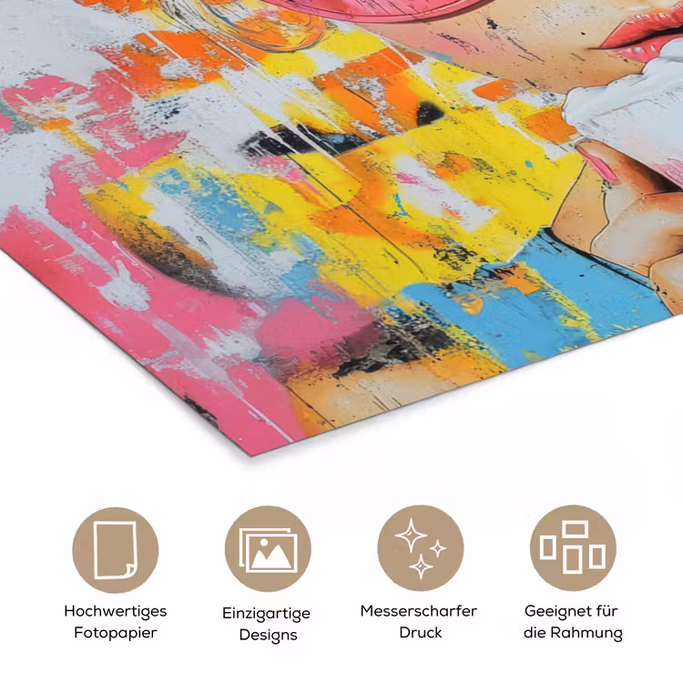 Expressief - Milkshake - Vrouw - Felle kleuren poster papier klein -tcloseup_DE