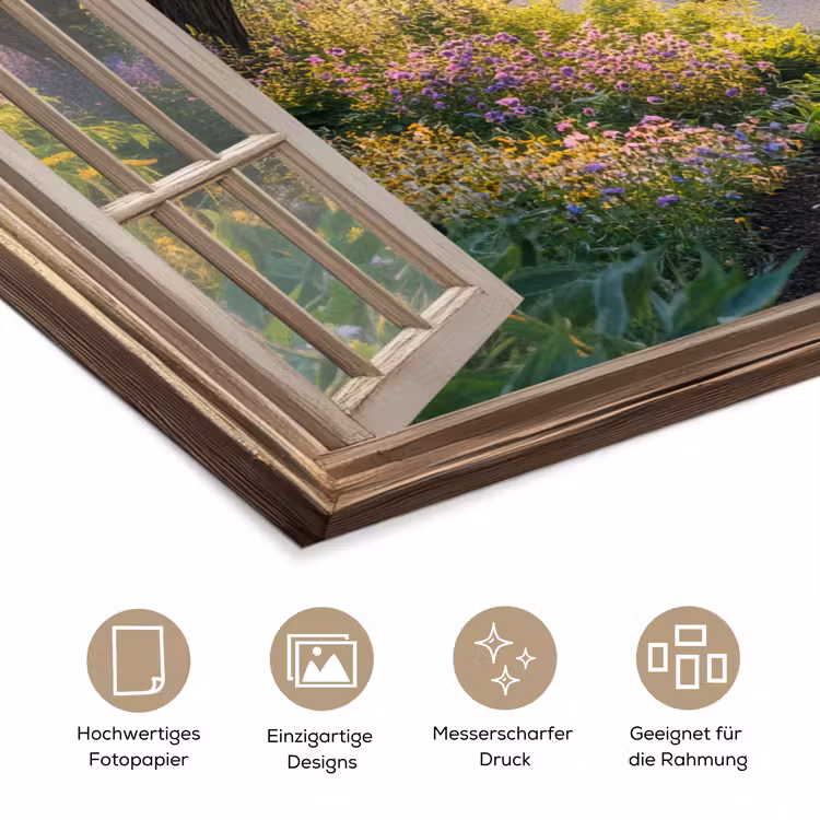 Doorkijk - Bloemen - Natuur - Zon - Pad poster papier klein -tcloseup_DE