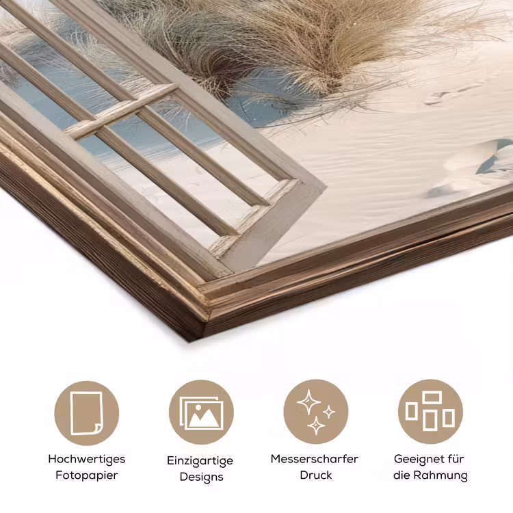 Doorkijk - Helmgras - Duinen - Zee - Landschap poster papier klein -tcloseup_DE