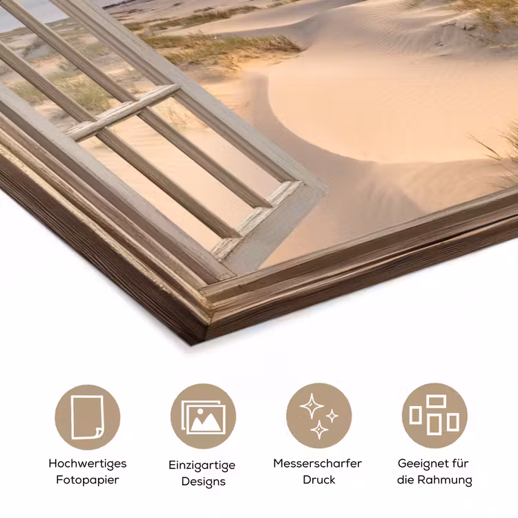 Doorkijk - Strand - Duinen - Natuur - Landschap poster papier klein -tcloseup_DE