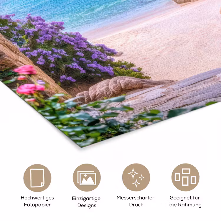 Doorkijk - Poort - Zee - Strand - Rotsen poster papier klein -tcloseup_DE