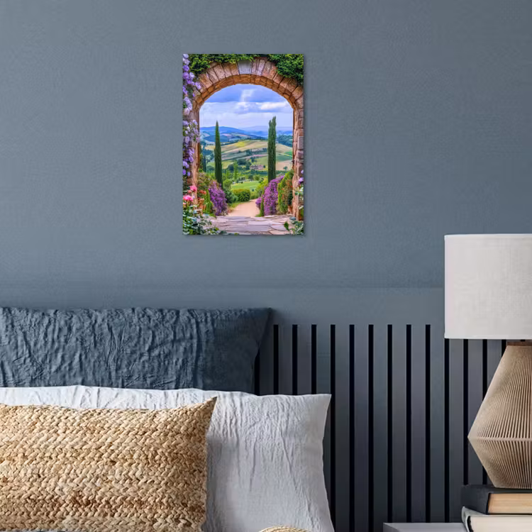 Doorkijk - Toscane - Landschap - Poort poster papier klein -sfeer2