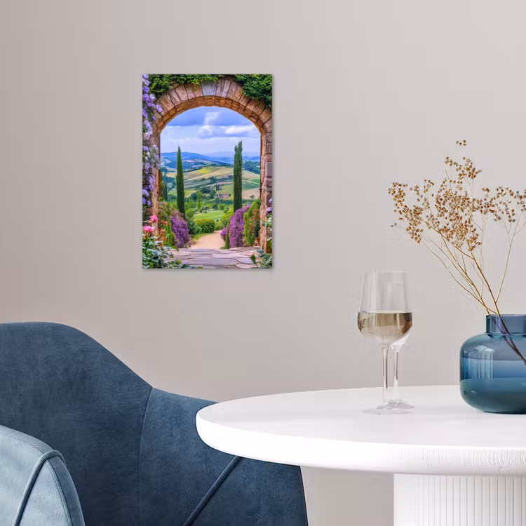 Doorkijk - Toscane - Landschap - Poort poster papier klein -sfeer3