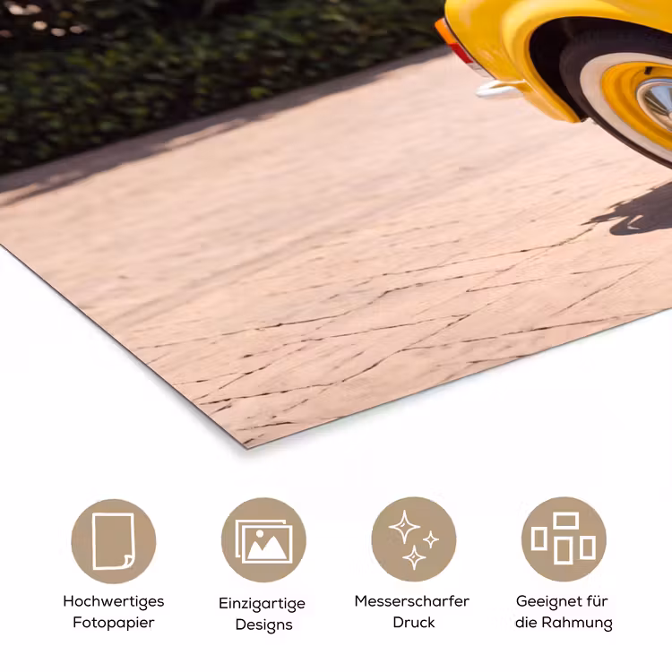 Auto - Picknick - Zomer - Geel poster papier klein -tcloseup_DE