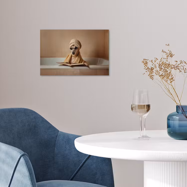 Bad - Hond - Boek - Zonnebril poster papier klein -sfeer3