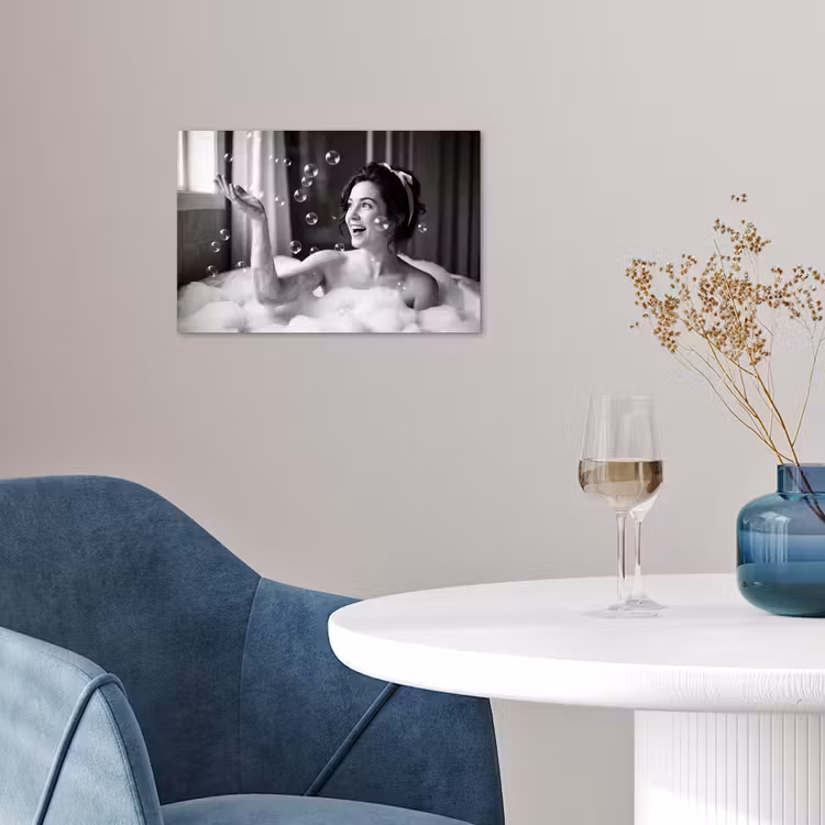 Bad - Bubbels - Zwart - Wit poster papier klein -sfeer3