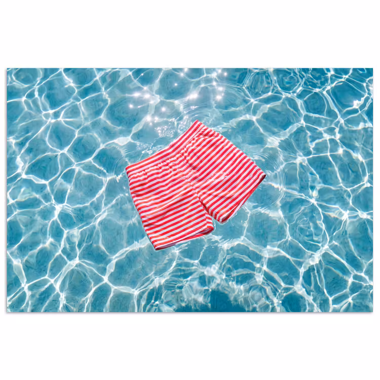Zwemkleding - Gestreept - Water - Zomer - Rood-wit poster papier klein -3d