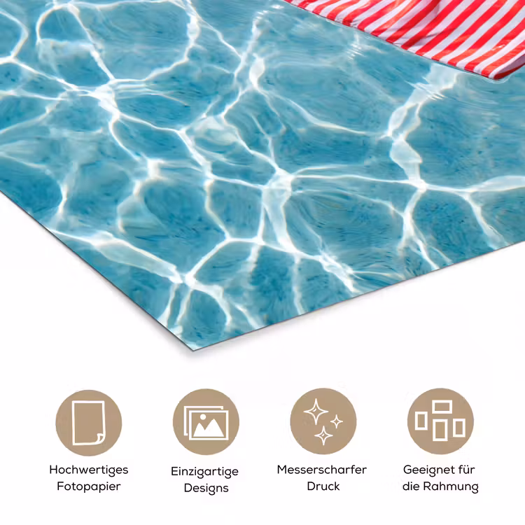 Zwemkleding - Gestreept - Water - Zomer - Rood-wit poster papier klein -tcloseup_DE