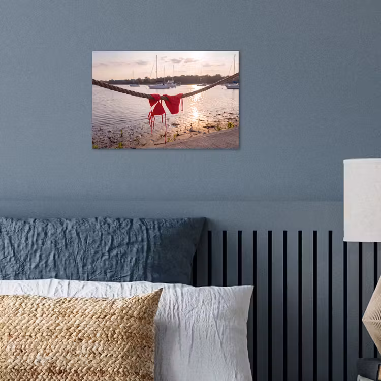 Badkleding - Rood - Zomer - Water - Zonsondergang poster papier klein -sfeer2