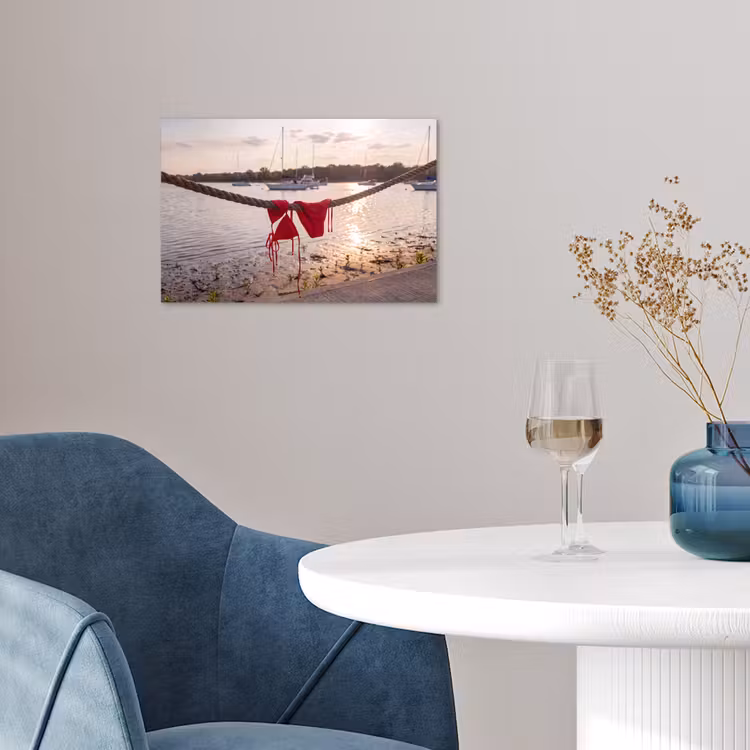 Badkleding - Rood - Zomer - Water - Zonsondergang poster papier klein -sfeer3