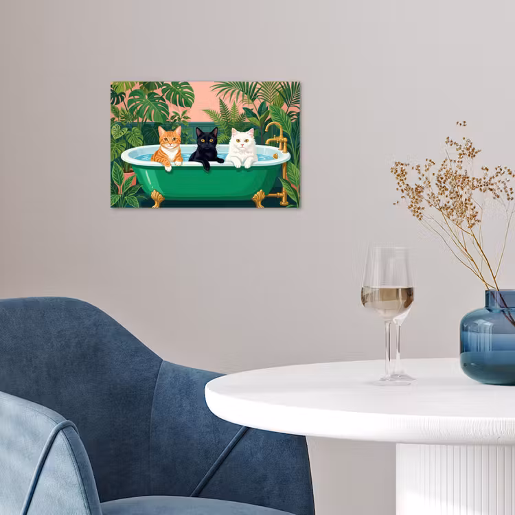 Badkamer - Kattenparade - Kleurrijk poster papier klein -sfeer3