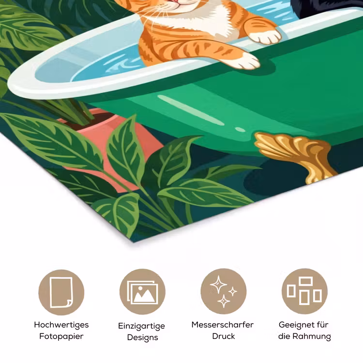 Badkamer - Kattenparade - Kleurrijk poster papier klein -tcloseup_DE